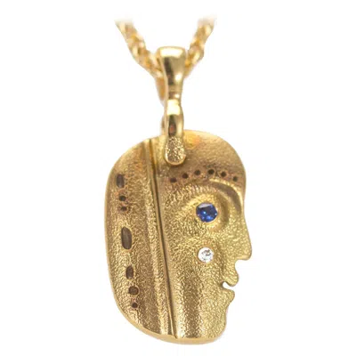 Pre-owned Alex Sepkus "till We Have Faces" Pendant Necklace With Blue Sapphire In 18k Gold