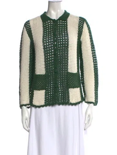 Pre-owned Alexa Chung Colorblock Pattern Long Sleeve Top In Green