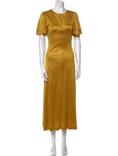 Pre-owned Alexa Chung Crew Neck Long Dress In Yellow
