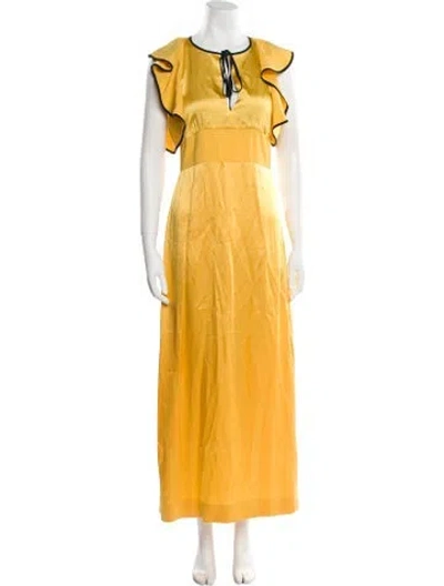 Pre-owned Alexa Chung Crew Neck Long Dress In Yellow