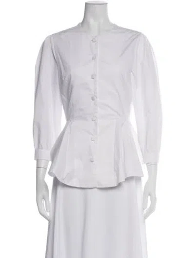 Pre-owned Alexa Chung Crew Neck Three-quarter Sleeve Top In White