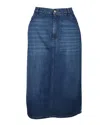 Alexa Chung Denim Midi Skirt In Blue Cotton In Blue