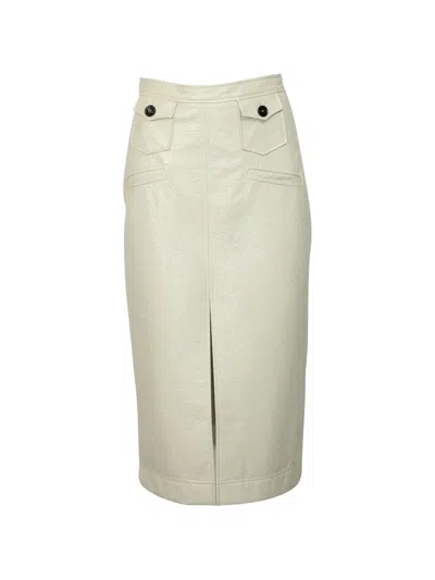 Pre-owned Alexa Chung Flap-pocket Midi Skirt In Neutral