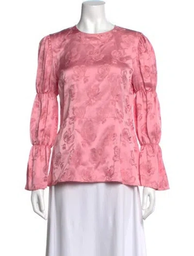Pre-owned Alexa Chung Floral Print Crew Neck Blouse In Pink