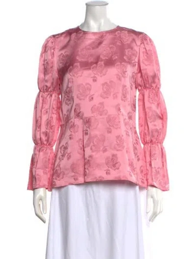 Pre-owned Alexa Chung Floral Print Crew Neck Blouse In Pink