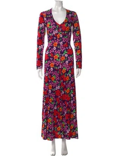 Pre-owned Alexa Chung Floral Print Long Dress In Green