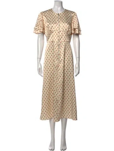 Pre-owned Alexa Chung Floral Print Midi Length Dress In Neutrals