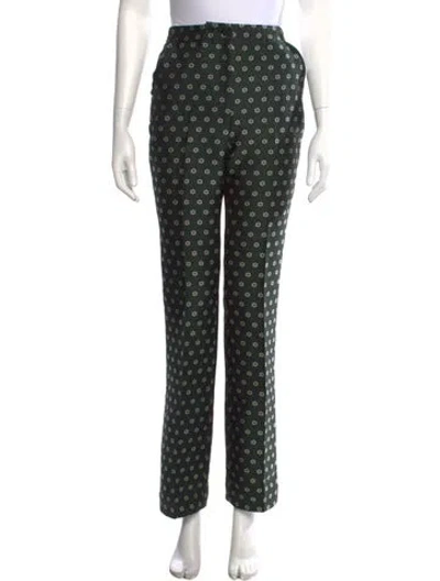 Pre-owned Alexa Chung Floral Print Straight Leg Pants In Green