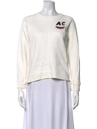 Pre-owned Alexa Chung Graphic Print Crew Neck Sweatshirt In White