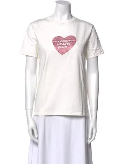 Pre-owned Alexa Chung Graphic Print Crew Neck T-shirt In White