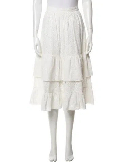Pre-owned Alexa Chung Lace Pattern Midi Length Skirt In White