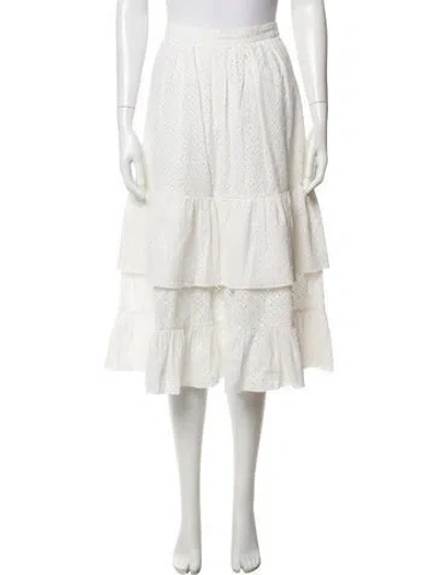 Pre-owned Alexa Chung Lace Pattern Midi Length Skirt In White