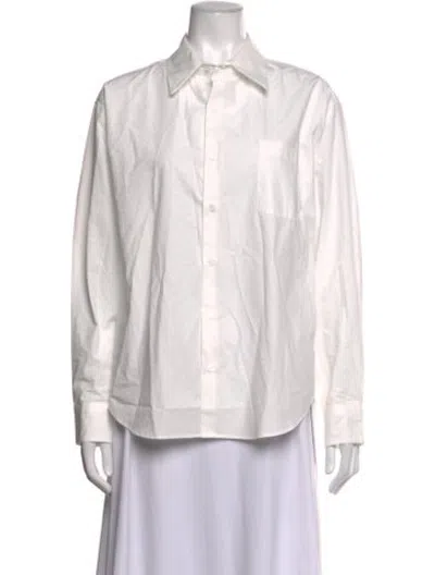 Pre-owned Alexa Chung Long Sleeve Button-up Top In White