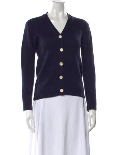 Pre-owned Alexa Chung Merino Wool V-neck Sweater In Blue