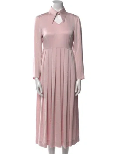 Pre-owned Alexa Chung Mock Neck Long Dress In Pink