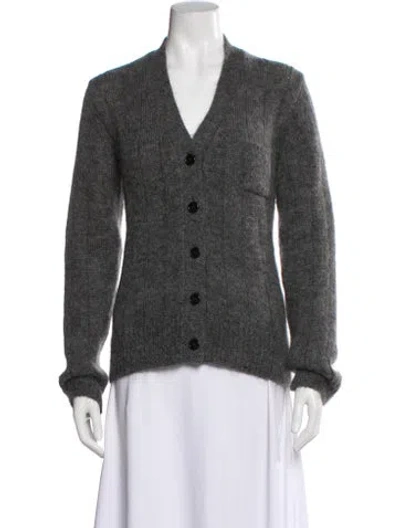 Pre-owned Alexa Chung Mohair V-neck Sweater In Grey