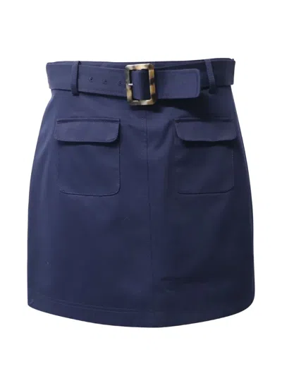 Pre-owned Alexa Chung Patch-pocket Belt Mini Skirt In Blue