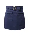 Alexa Chung Patch Pocket Mini Skirt In Navy Blue Cotton In Blue