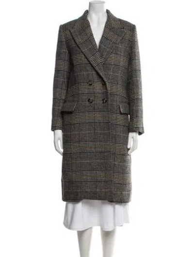Pre-owned Alexa Chung Plaid Print Coat In Grey