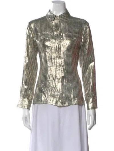 Pre-owned Alexa Chung Plaid Print Long Sleeve Button-up Top