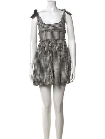 Pre-owned Alexa Chung Plaid Print Mini Dress In Black