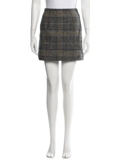 Pre-owned Alexa Chung Plaid Print Mini Skirt In Black