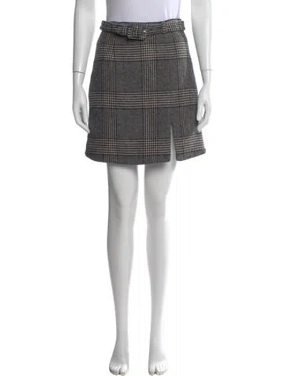 Pre-owned Alexa Chung Plaid Print Mini Skirt In Gray