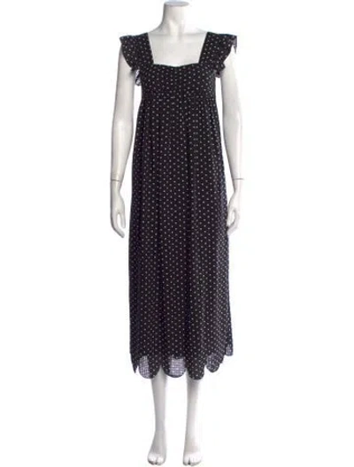 Pre-owned Alexa Chung Polka Dot Print Midi Length Dress In Black