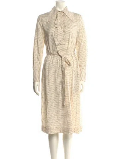 Pre-owned Alexa Chung Polka Dot Print Midi Length Dress W/ Tags In Neutral