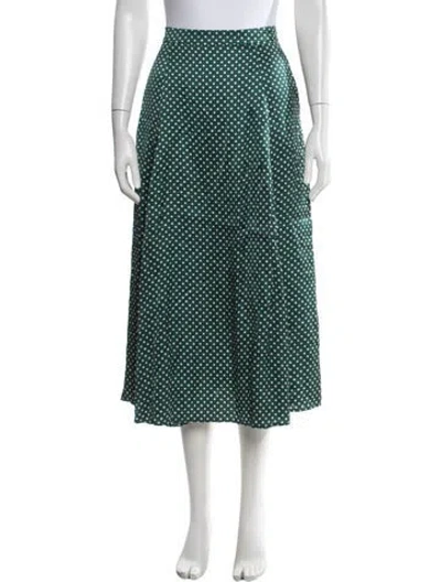 Pre-owned Alexa Chung Polka Dot Print Midi Length Skirt In Blue/green