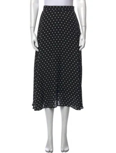 Pre-owned Alexa Chung Polka Dot Print Midi Length Skirt W/ Tags In Black