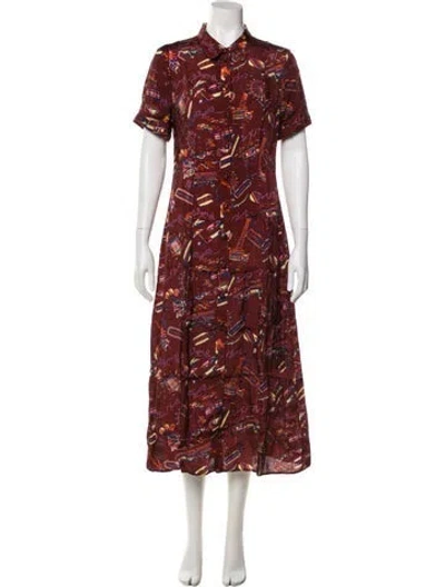 Pre-owned Alexa Chung Printed Long Dress In Burgundy
