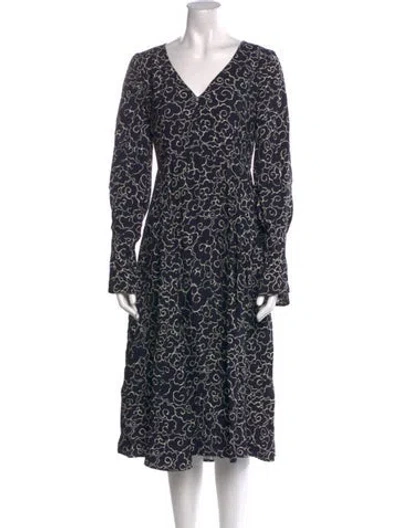 Pre-owned Alexa Chung Printed Midi Length Dress In Blue