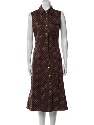 Pre-owned Alexa Chung Printed Midi Length Dress W/ Tags In Brown