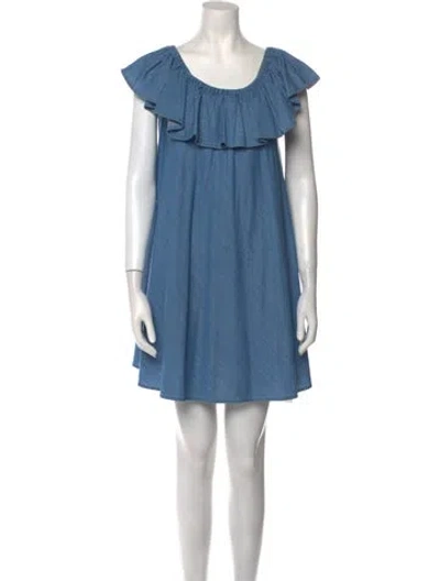 Pre-owned Alexa Chung Scoop Neck Mini Dress In Blue
