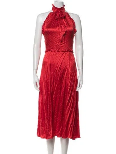 Pre-owned Alexa Chung Silk Midi Length Dress In Red