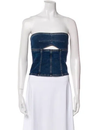 Pre-owned Alexa Chung Strapless Crop Top In Blue