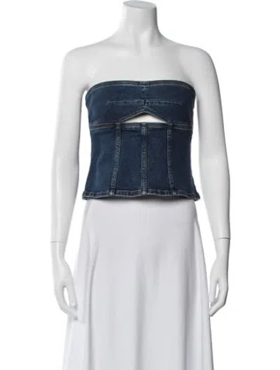 Pre-owned Alexa Chung Strapless Crop Top In Blue