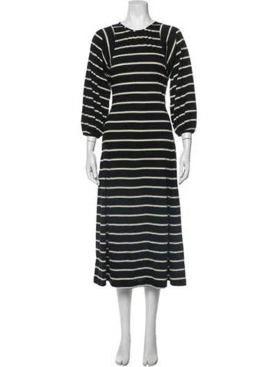 Pre-owned Alexa Chung Striped Long Dress In Black