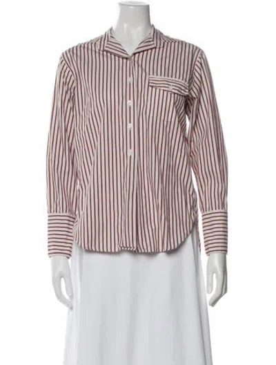 Pre-owned Alexa Chung Striped Long Sleeve Button-up Top In Gray