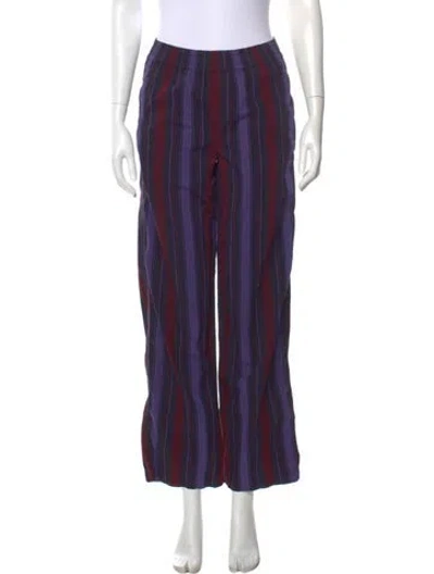 Pre-owned Alexa Chung Striped Straight Leg Pants In Purple