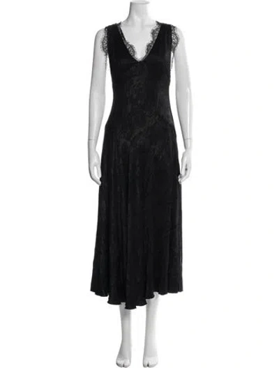 Pre-owned Alexa Chung V-neck Long Dress In Black
