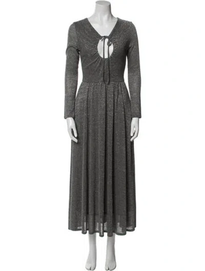 Pre-owned Alexa Chung V-neck Long Dress In Gray