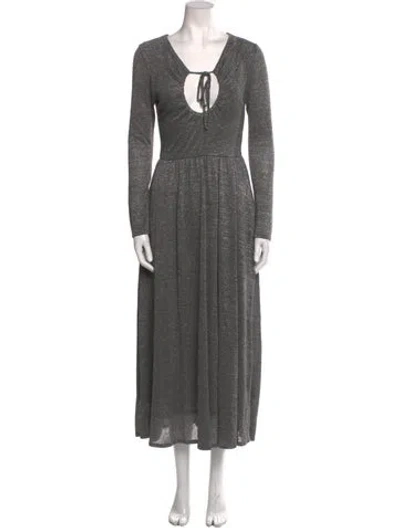 Pre-owned Alexa Chung V-neck Long Dress In Gray