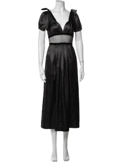 Pre-owned Alexa Chung V-neck Midi Length Dress In Black
