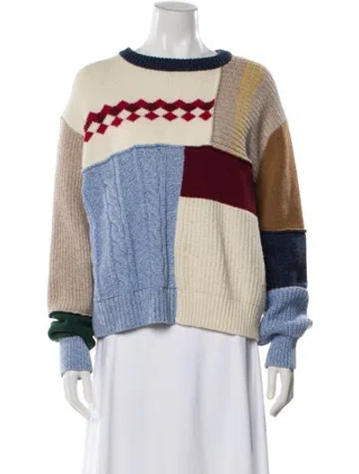 Pre-owned Alexa Chung Wool Colorblock Pattern Sweater In Blue