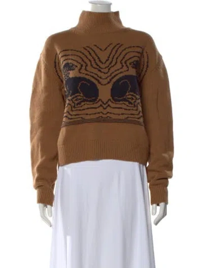 Pre-owned Alexa Chung Wool Graphic Print Sweater In Brown