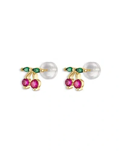 Alexa Leigh Colour Cubic Zirconia Cherry Stud Earrings In Multi