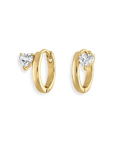 Alexa Leigh Crystal Side Heart Small Huggie Hoop Earrings In Gold