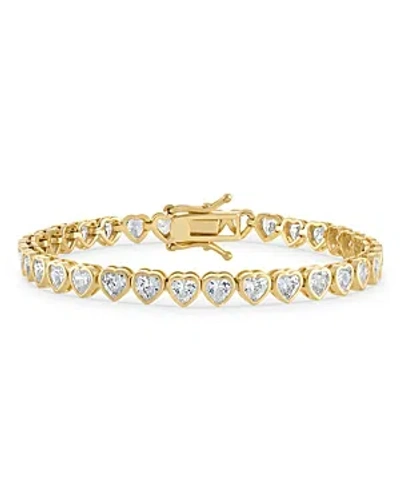 Alexa Leigh Nora Cubic Zirconia Heart Tennis Bracelet In 18k Gold Filled
